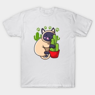 Siamese cat with cactus T-Shirt